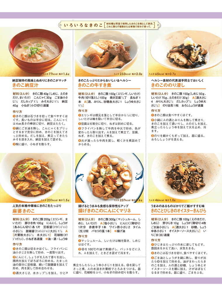 いろいろなきのこ　旬の野菜でもう1品！　上沼恵美子のおしゃべりクッキング 2016年9月号より